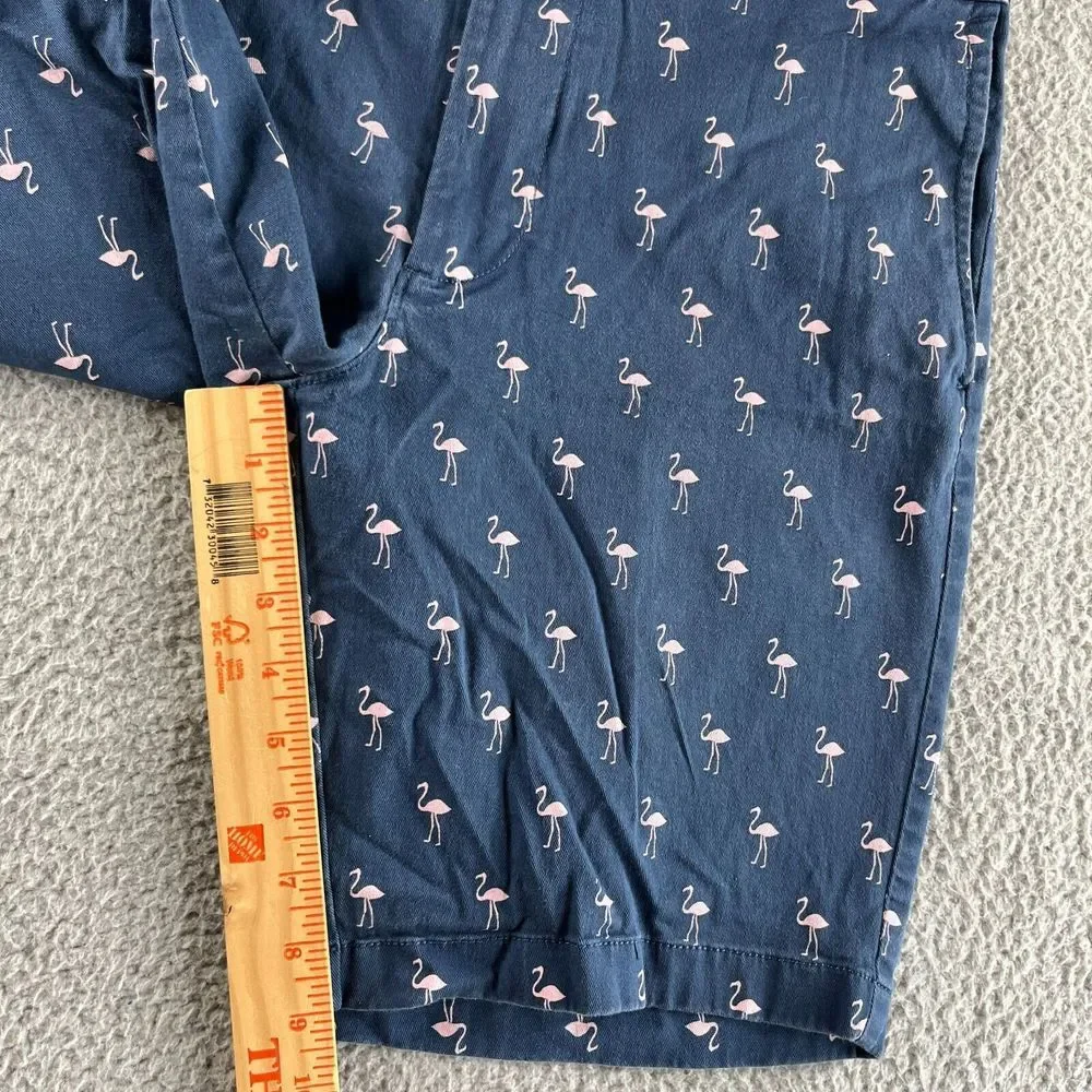 J. Crew Shorts Mens 32 (Fits 33) Blue Chino Flamingos 9